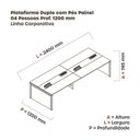 Ver imagem 3 de Estação de Trabalho Mesa Plataforma Escritório para 4 Pessoas Dupla com Caixa Tomada Pé Painel Marrom Walnut/Branco
