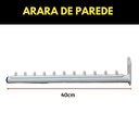 Ver imagem 3 de Kit Duas Araras Rt Fixas de Parede Cabideiros 40cm Aço Reforçado Práticos Organização de Roupas