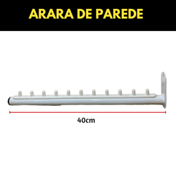 Kit Duas Araras Rt Fixas de Parede Cabideiros 40cm Aço Reforçado Práticos Organização de Roupas - 3