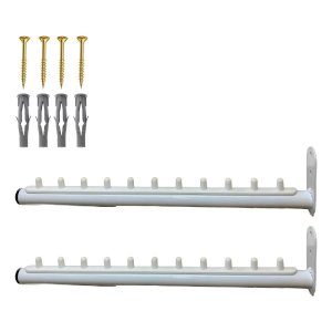Kit Duas Araras Rt Fixas de Parede Cabideiros 40cm Aço Reforçado Práticos Organização de Roupas
