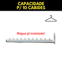 Ver imagem 5 de Kit Duas Araras Rt Fixas de Parede Cabideiros 40cm Aço Reforçado Práticos Organização de Roupas
