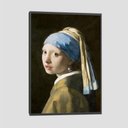 Ver imagem 1 de Quadro Vermeer Moça Tela Moldura Preta 45X30Cm
