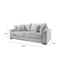Sofá Living 3 Lugares Hotello Suede Cinza 2,00m - 4