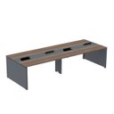 Ver imagem 1 de Estação de Trabalho Mesa Plataforma Escritório para 4 Pessoas Dupla com Caixa de Tomada Pé Painel Marrom/Walnut/Grafito