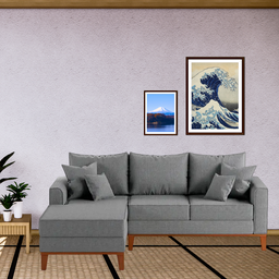 Sofá Beny com Chaise Esquerda, 3 Lugares, Estofado em Linho, Base em Madeira, 1,40x2,00. (cinza) - 1