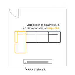 Sofá Beny com Chaise Esquerda, 3 Lugares, Estofado em Linho, Base em Madeira, 1,40x2,00. (cinza) - 4