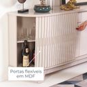 Ver imagem 6 de Aparador Buffet para Sala de Jantar 2 Portas Flexíveis Curvo 2 Gavetas Monaco Branco/Calacata/Off White