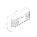 Ver imagem 4 de Aparador Buffet para Sala de Jantar 2 Portas Flexíveis Curvo 2 Gavetas Monaco Branco/Calacata/Off White
