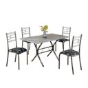 Ver imagem 2 de Conjunto Sala de Jantar Mesa Retangular 120x75cm Tampo Granito Topázio 4 Cadeiras Paraty Preto/Floral/Mart Prata