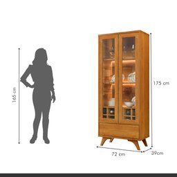 Cristaleira Reflecta 100%MDF 2 Portas Pés em Madeira Maciça - 7