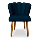 Ver imagem 1 de Cadeira de Jantar Pétala Estofada Pés Palito Veludo Azul Marinho - Montanaris Decor