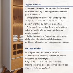 Cristaleira Reflecta 100% MDF 2 Portas Pés em Madeira Maciça Mavaular - 11