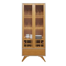 Cristaleira Reflecta 100% MDF 2 Portas Pés em Madeira Maciça Mavaular - 12