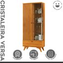 Ver imagem 2 de Cristaleira Versa  100% MDF 1 Porta Ripada e 1 gaveta Pés Madeira Maciça