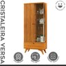 Cristaleira Versa  100% MDF 1 Porta Ripada e 1 gaveta Pés Madeira Maciça - 2