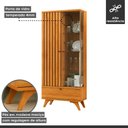 Ver imagem 3 de Cristaleira Versa  100% MDF 1 Porta Ripada e 1 gaveta Pés Madeira Maciça