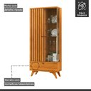 Ver imagem 4 de Cristaleira Versa  100% MDF 1 Porta Ripada e 1 gaveta Pés Madeira Maciça