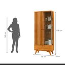 Ver imagem 6 de Cristaleira Versa 100% MDF 1 Porta Ripada e 1 Gaveta Pés Madeira Maciça