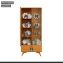 Ver imagem 7 de Cristaleira Versa  100% MDF 1 Porta Ripada e 1 gaveta Pés Madeira Maciça