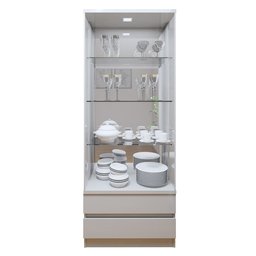 Cristaleira 100%MDF com Espelho e Led 2 Gavetas  Lisboa - 10