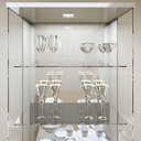 Ver mais imagens de Cristaleira 100%MDF com Espelho e LED 2 Gavetas Lisboa Bege/Off White