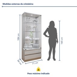 Cristaleira 100%MDF com Espelho e Led 2 Gavetas  Lisboa - 9