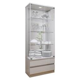Cristaleira 100%MDF com Espelho e Led 2 Gavetas  Lisboa - 11