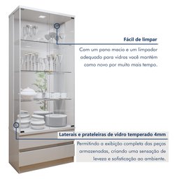Cristaleira 100%MDF com Espelho e Led 2 Gavetas  Lisboa - 6