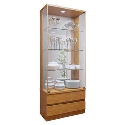 Cristaleira 100%MDF com Espelho e Led 2 Gavetas Lisboa - 11