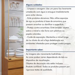 Cristaleira 100%MDF com Espelho e Led 2 Gavetas Lisboa - 6