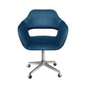 Ver imagem 1 de Poltrona Zara Giratória com Rodinhas Linho Azul 330 Bella Decor