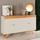 Ver imagem 1 de Buffet para Sala de Jantar 100% MDF 4 Portas 160cm Pés Madeira Maciça Madrid