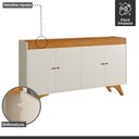 Ver imagem 5 de Buffet para Sala de Jantar 100% MDF 4 Portas 160cm Pés Madeira Maciça Madrid