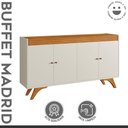 Ver imagem 3 de Buffet para Sala de Jantar 100% MDF 4 Portas 160cm Pés Madeira Maciça Madrid