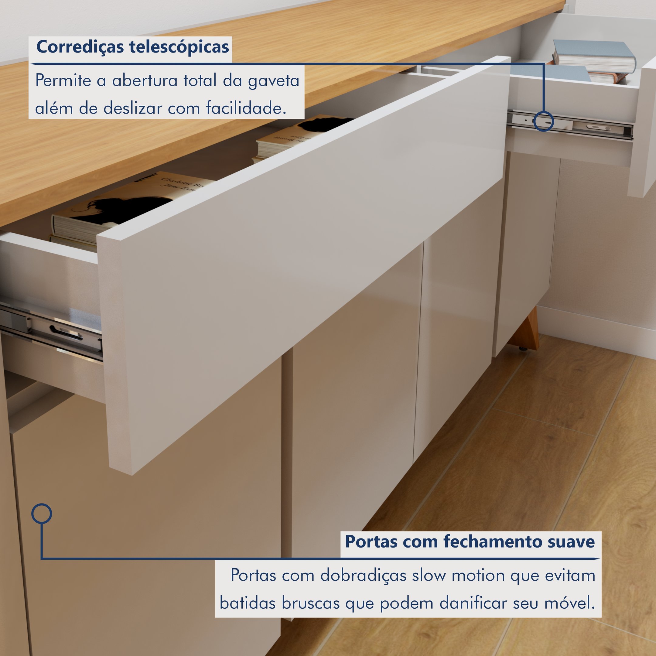 Buffet para Sala de Jantar Aros 4 Portas 172cm - 3