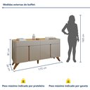 Ver imagem 4 de Buffet para Sala de Jantar Laqueado 100% MDF 4 Portas 172cm Pés em Madeira Maciça Aros