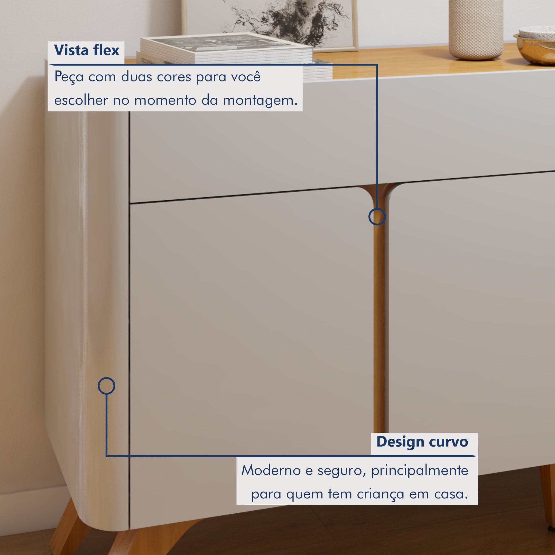 Buffet para Sala de Jantar Aros 4 Portas 172cm - 5