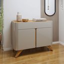 Ver imagem 1 de Buffet para Sala de Jantar Laqueado 100% MDF 2 Portas 92cm Pés Madeira Maciça Aros