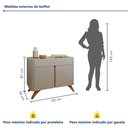 Ver imagem 4 de Buffet para Sala de Jantar Laqueado 100% MDF 2 Portas 92cm Pés Madeira Maciça Aros