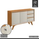 Ver imagem 4 de Buffet para Sala de Jantar Laqueado 100% MDF 2 Portas Pés Madeira Maciça Piazza