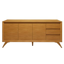 Buffet para Sala de Jantar 100% MDF 3 Portas Pés em Madeira Maciça Piazza - 13