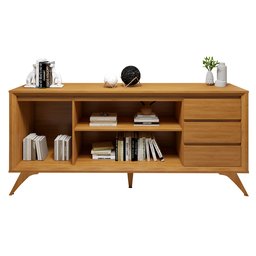 Buffet para Sala de Jantar 100% MDF 3 Portas Pés em Madeira Maciça Piazza - 12