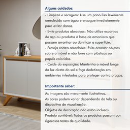 Buffet para Sala de Jantar 100%MDF  3 Portas Pés em Madeira Maciça Piazza - 11