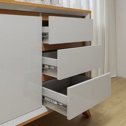 Buffet para Sala de Jantar 100%MDF  3 Portas Pés em Madeira Maciça Piazza - 10