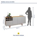 Ver imagem 6 de Buffet para Sala de Jantar 100%MDF  3 portas 1 Gaveta Pés em Madeira Maciça Duna