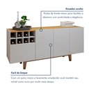 Ver imagem 5 de Buffet para Sala de Jantar 100%MDF  3 portas 1 Gaveta Pés em Madeira Maciça Duna
