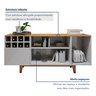 Buffet para Sala de Jantar 100%MDF  3 portas 1 Gaveta Pés em Madeira Maciça Duna - 4