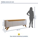 Ver mais imagens de Rack para TV até 58 Polegadas 100% MDF 180cm Pés em Madeira Maciça 4 Portas Grécia Bege