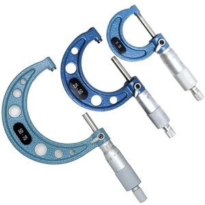 Jogo de Micrômetros Externos 0 a 75mm - Kit com 3 Peças