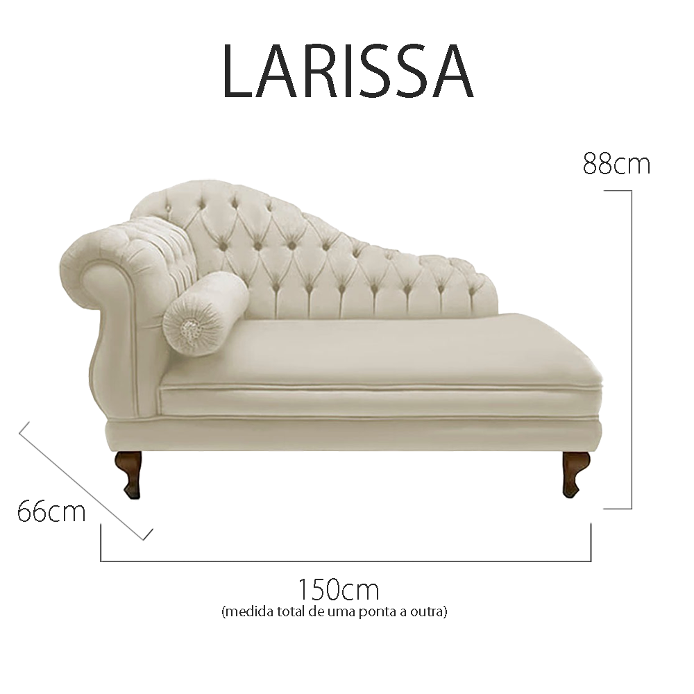 Recamier Sofá Direito Larissa 150cm Sala Suede Bege - Incasa Decor - 3